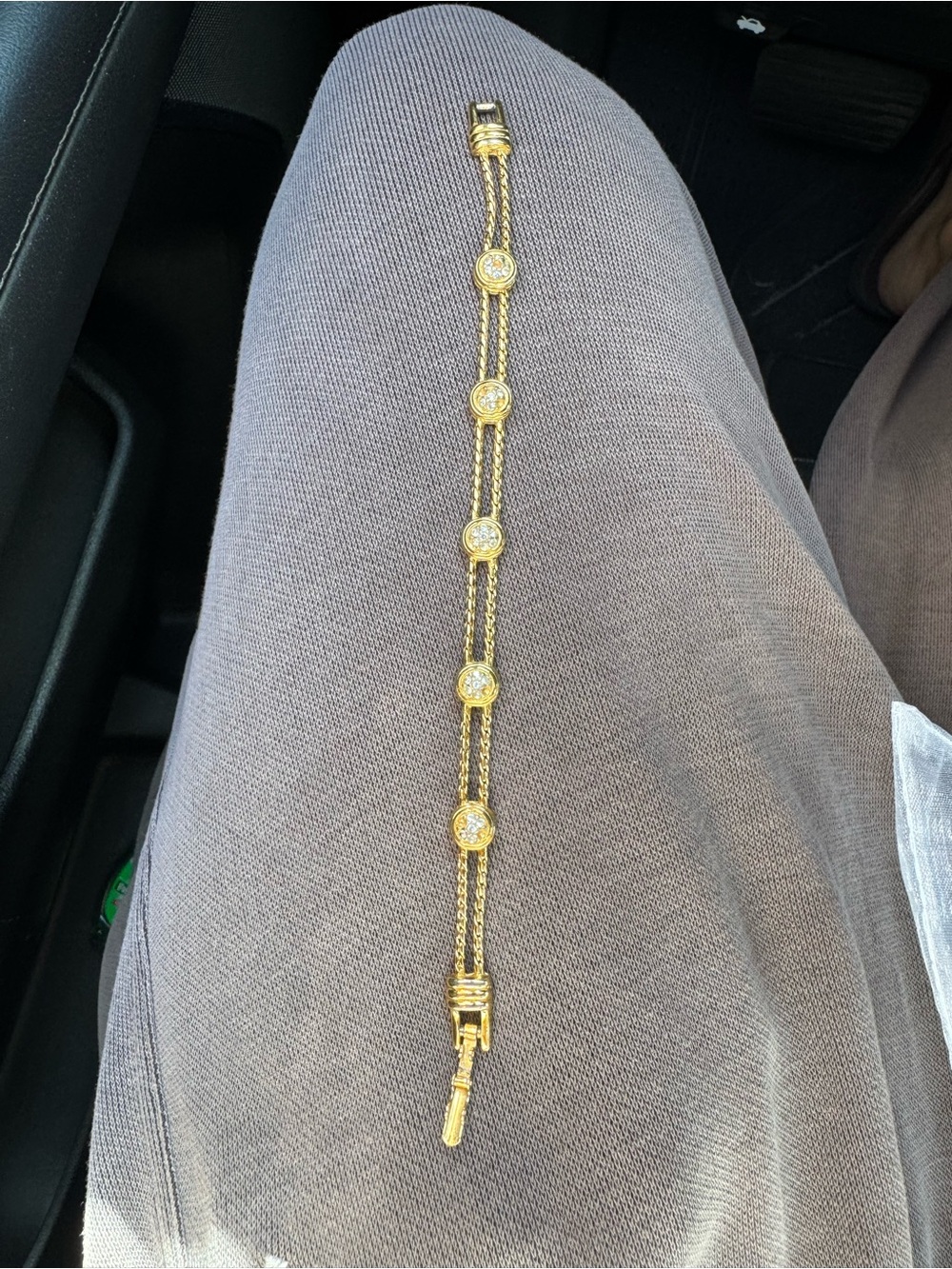 Swarovski Gold-Tone Double Chain Bracelet with Round Crystal Stations